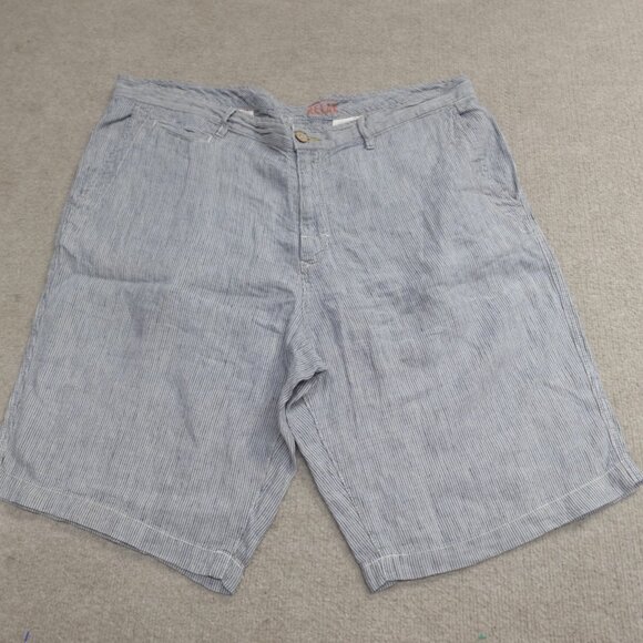 Tommy Bahama Shorts 40 Blue 100% Linen Hickory Striped 11" in - Picture 1 of 12